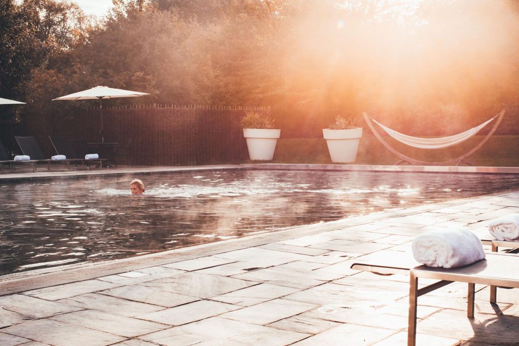 Sunrise swim at Lower Mill Estate spa pool